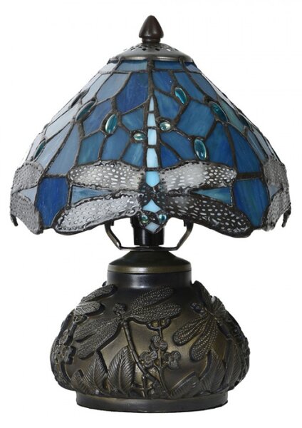 Stolní lampa Tiffany Dragonfly modrá s motivem vážky – 20x28 cm