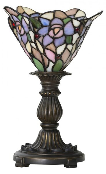Stolní lampa Tiffany Faas růžovo fialová ve tvaru květu – 20x30 cm