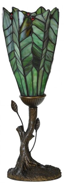Stolní lampa Tiffany Jacolien zelená ve tvaru květu – 15x42 cm