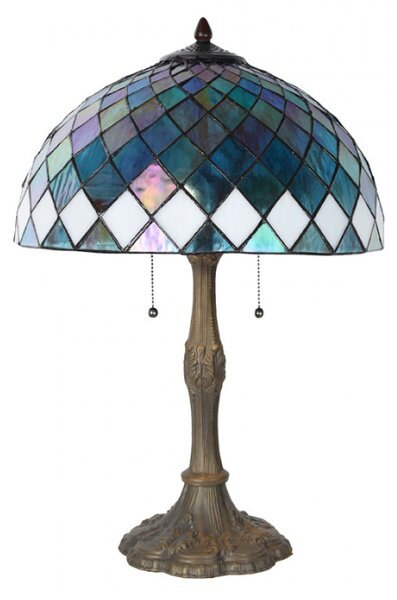 Stolní lampa Tiffany Sequin modrá v art deco stylu – 40x61 cm