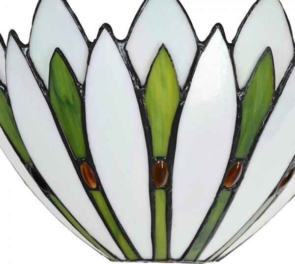 Nástěnná lampa Tiffany Bartina bílo zelená – 30x15x18 cm