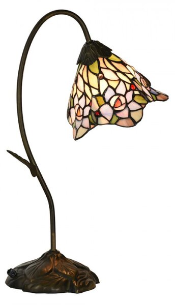 Stolní lampa Tiffany Ruth růžová ve tvaru květiny – 48 cm