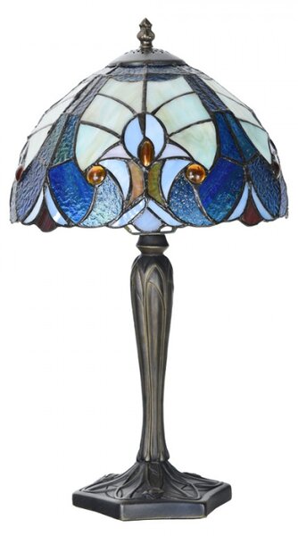 Stolní lampa Tiffany Berniss modrá – 25x40 cm