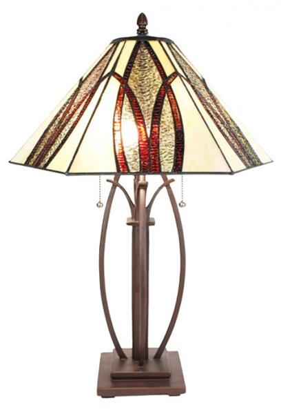 Stolní lampa Tiffany Kristi béžová v art deco stylu – 45x61 cm