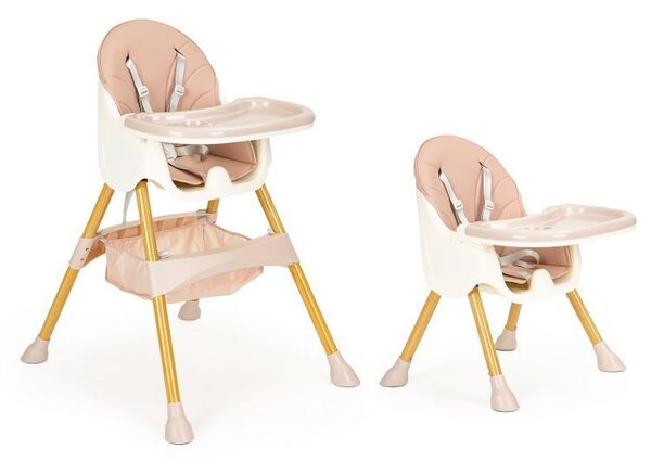 Dětská židlička na krmení 2v1 v růžové barvě