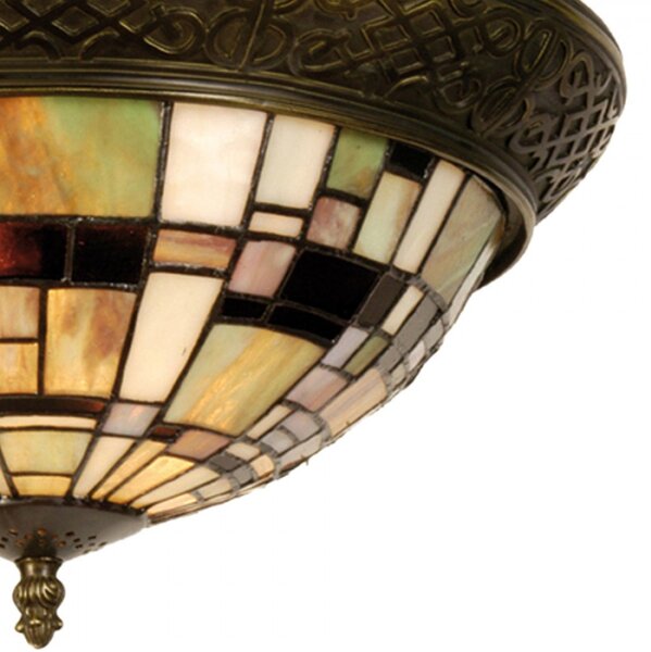 Stropní svítidlo Tiffany Aris zeleno hnědé v art deco stylu – 38x19 cm