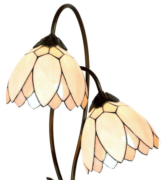 Stolní lampa Tiffany Annabel béžovo hnědá ve tvaru květin – 33x61 cm