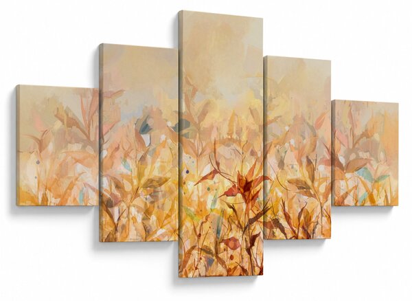 Obraz - Listy v barvách podzimu, olejomalba (125x70 cm)