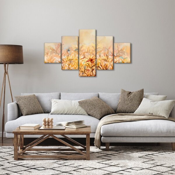 Obraz - Listy v barvách podzimu, olejomalba (125x70 cm)