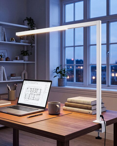 LED stolní lampa se svorkou VOLANS se stmívačem Kov Bílá