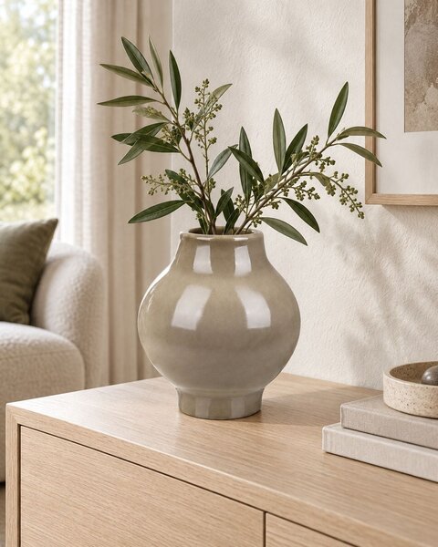 Váza na květiny MAGAN 31 cm Keramika Taupe