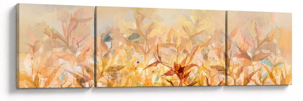 Obraz - Listy v barvách podzimu, olejomalba (170x50 cm)