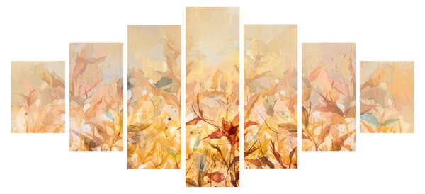 Obraz - Listy v barvách podzimu, olejomalba (210x100 cm)