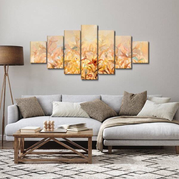 Obraz - Listy v barvách podzimu, olejomalba (210x100 cm)