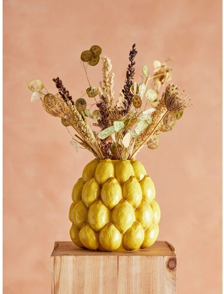 Žlutá ručně malovaná váza z kameniny (výška 22 cm) Limone – Bloomingville