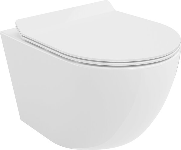 Mexen LENA Rimless, závěsná WC mísa se sedátkem pomalu-padajícím SLIM, 48 x 36 cm, bílá, 30224000