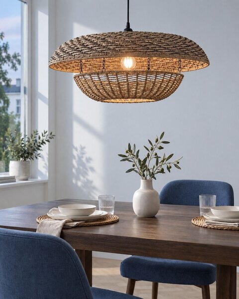 Závěsná lampa KIDEPO Papírové lano Hnědá