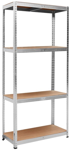 Skladový regál 174 × 80 × 40 cm – stříbrný, 4 police, nosnost 150 kg