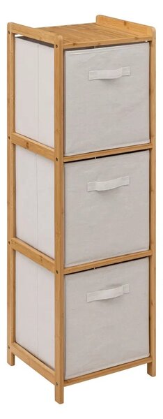 Polička do koupelny Tidy Box3, bílá/s dřevěnými prvky