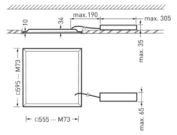 2330 G3 M73 PW19 36/29/ML-8MC ET Čtvercový LED panel 31W/24W 3600lm/2900lm 3000&4000K
