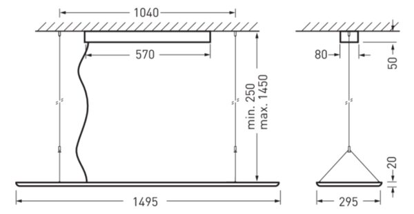 2360 H2 PW19-IL 6000-840 ET LED svítidlo zavěšené 55W 6000lm obdélník IP20 4000K