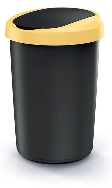 Prosperplast Odpadkový koš COMPACTA R FLAP recyklovaný černý s světle žlutým víkem, objem 40l