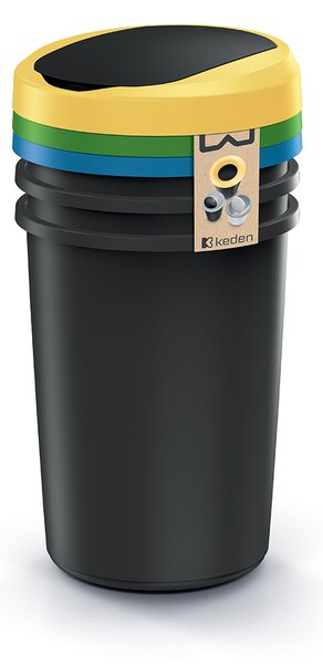 Odpadkový koš COMPACTA R FLAP SET recyklovaný černý, 3x40l