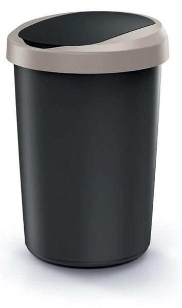 Prosperplast Odpadkový koš COMPACTA R FLAP recyklovaný černý s světle hnědým víkem, objem 40l