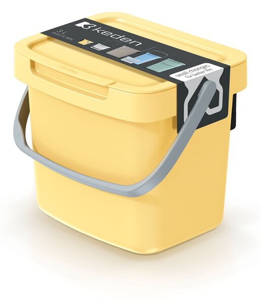 Prosperplast Odpadkový koš SYSTEMA Q COLLECT světle žlutý, objem 3 l