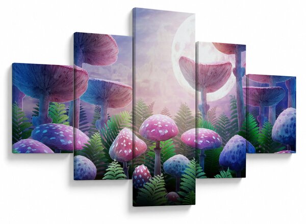 Obraz - Houby při úplňku, grafika (125x70 cm)
