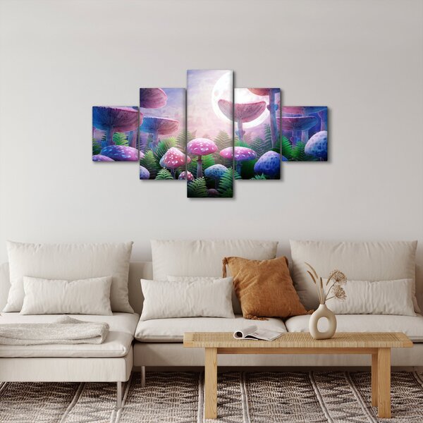 Obraz - Houby při úplňku, grafika (125x70 cm)