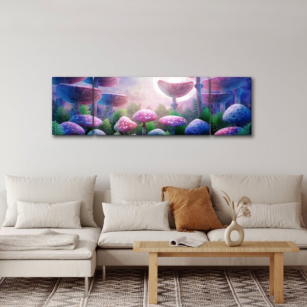 Obraz - Houby při úplňku, grafika (170x50 cm)