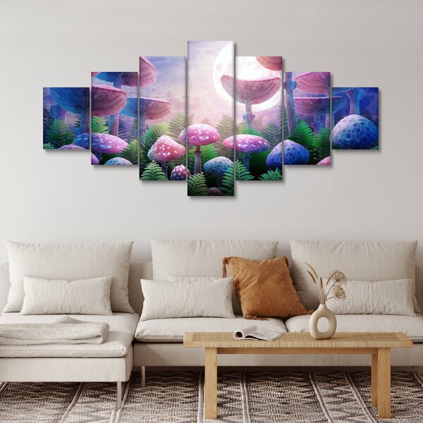 Obraz - Houby při úplňku, grafika (210x100 cm)