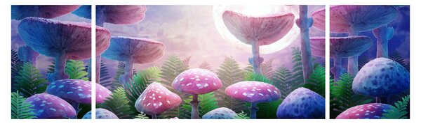 Obraz - Houby při úplňku, grafika (170x50 cm)