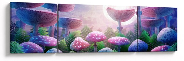 Obraz - Houby při úplňku, grafika (170x50 cm)