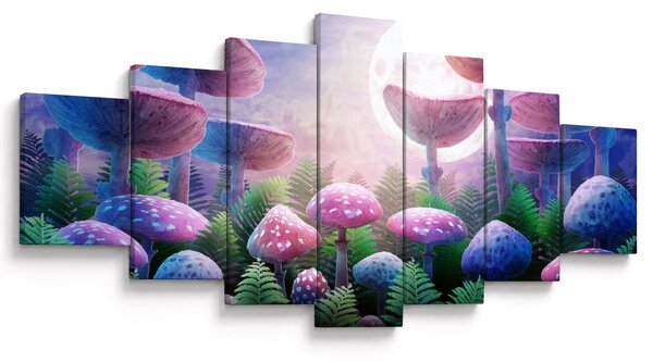 Obraz - Houby při úplňku, grafika (210x100 cm)