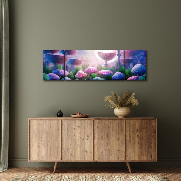 Obraz - Houby při úplňku, grafika (170x50 cm)