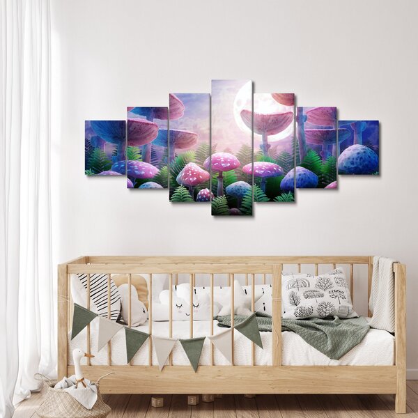Obraz - Houby při úplňku, grafika (210x100 cm)