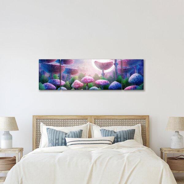 Obraz - Houby při úplňku, grafika (170x50 cm)