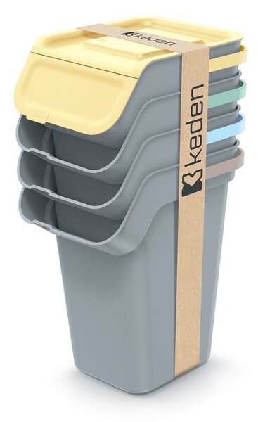 Odpadkový koš KADDI Q SET světle šedý s filtrem, objem 4 X 25l