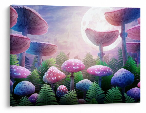 Obraz - Houby při úplňku, grafika (70x50 cm)