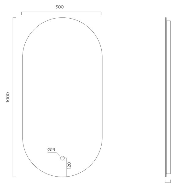 Oltens Nordlis zrcadlo 50x100 cm oválný s osvětlením s vyhřívací podložkou 64129000