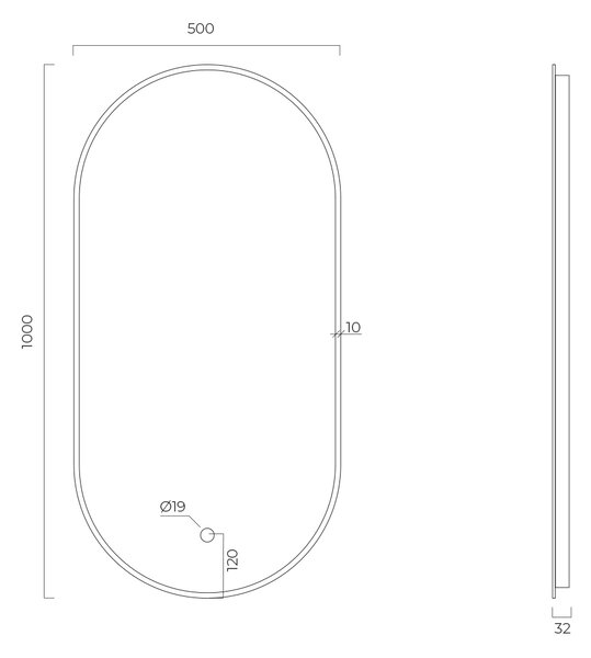 Oltens Nordlis zrcadlo 50x100 cm oválný s osvětlením s vyhřívací podložkou zlatá 64129810