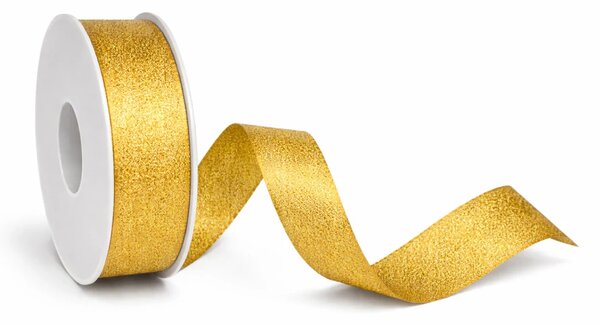 Stuha taftová HIGH SOCIETY Rich Gold zlatá matná 25mm x 2m (10,-Kč/m)