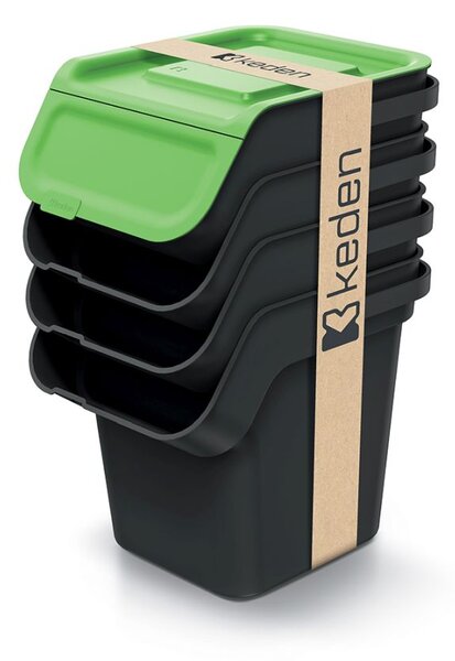 Odpadkový koš KADDI Q SET recyklovaně černý s filtrem, objem 4 x 20l