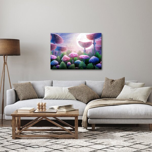 Obraz - Houby při úplňku, grafika (70x50 cm)