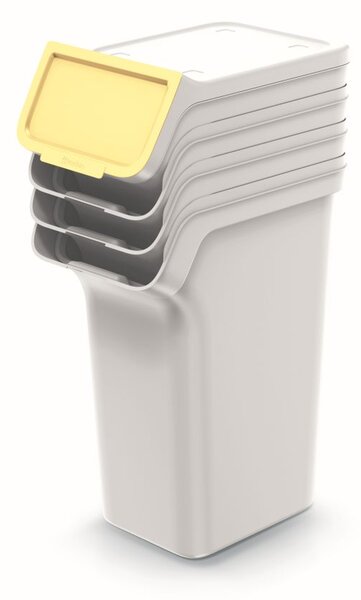 Odpadkový koš STACKBOX Q popelavě šedý, objem 4 x 25l
