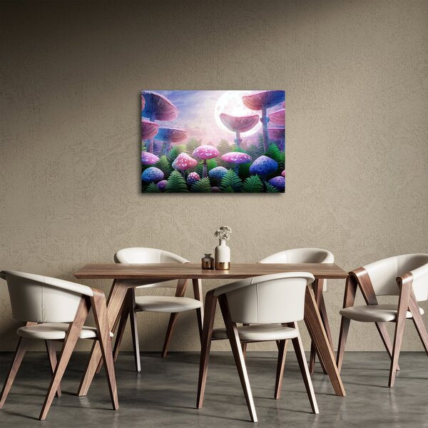 Obraz - Houby při úplňku, grafika (70x50 cm)