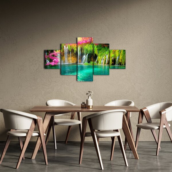 Obraz - Vodopád, Plitvická jezera, Chorvatsko (125x70 cm)