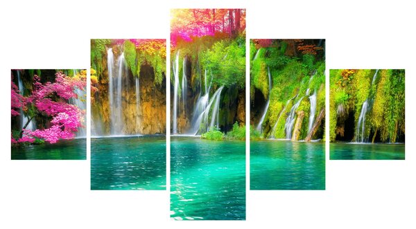 Obraz - Vodopád, Plitvická jezera, Chorvatsko (125x70 cm)